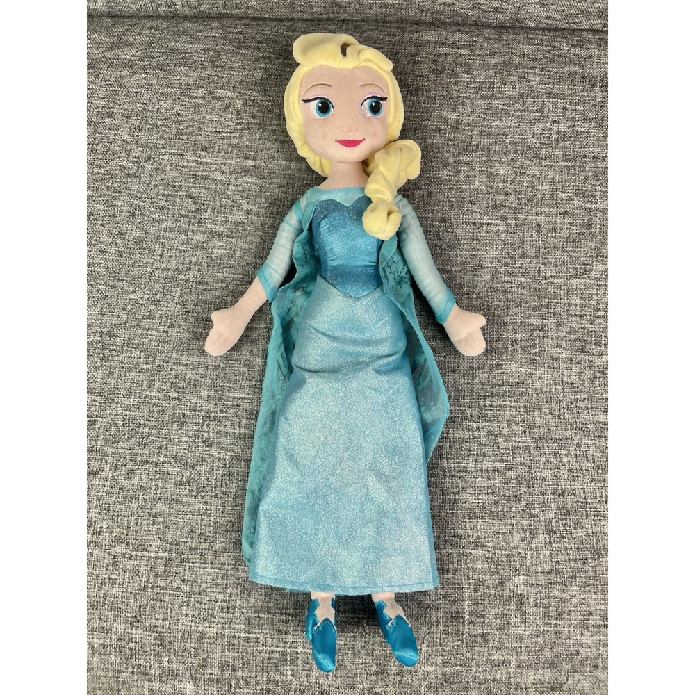 Disney Store Elsa Stuffed Plush Doll 20" Disney's Frozen Character Plush Blue